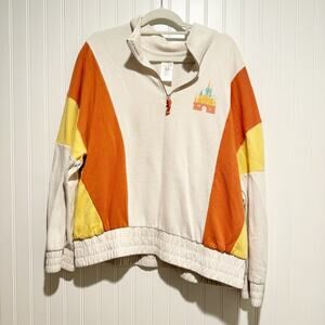 Disneyland Castle Living My Best Life Quarter Zip Sweatshirt Size XL